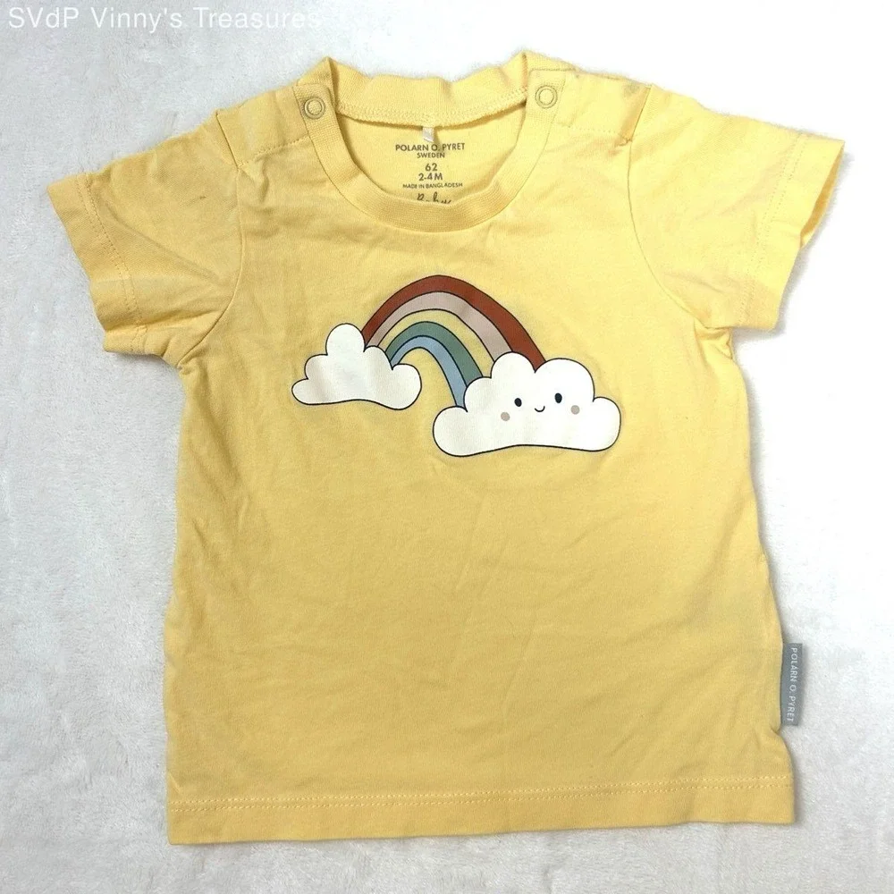 Polarn O. Pyret Baby Girl Organic Cotton 4pc Bundle Rainbow Heart Size 2-4M